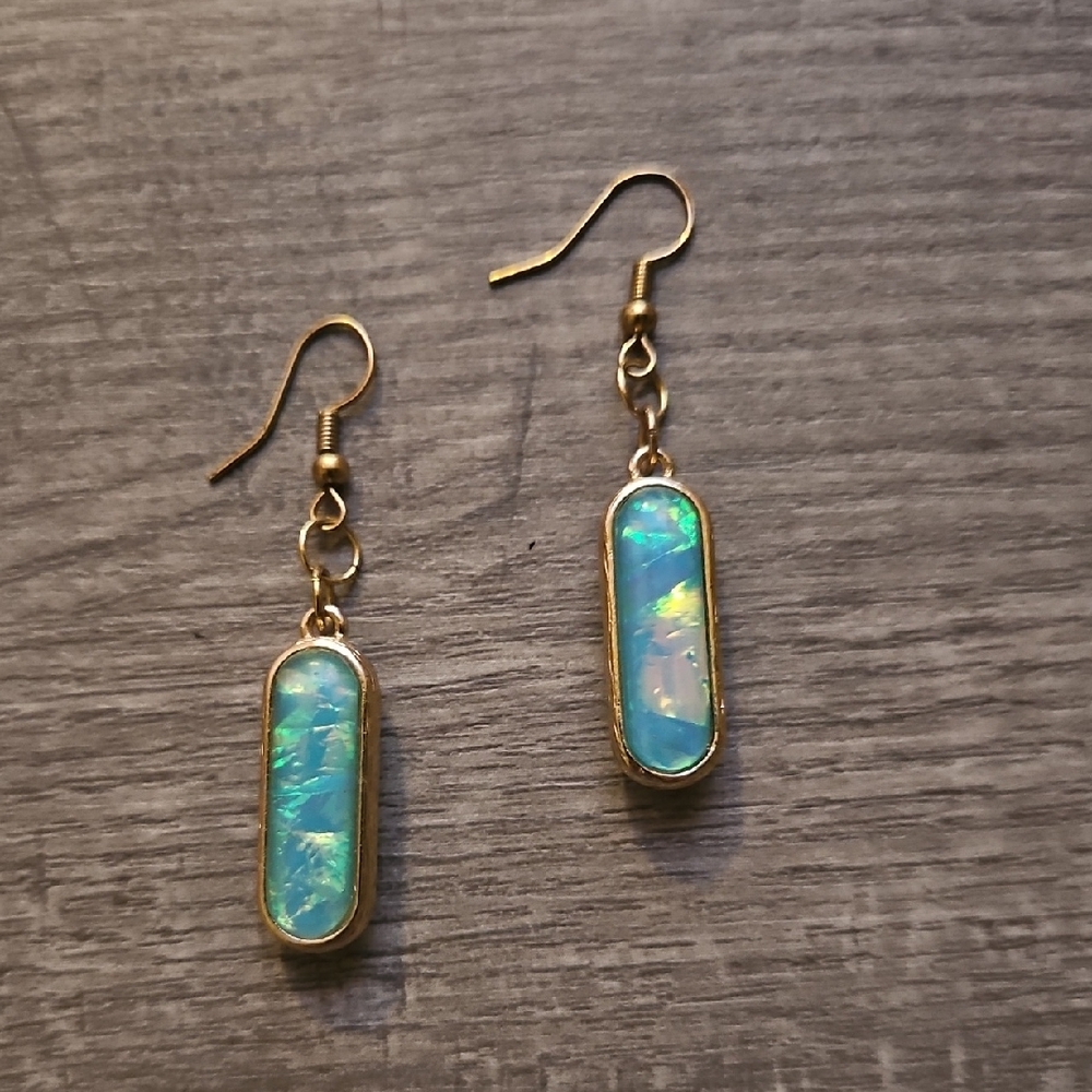 Pigness & Company Elegant Gold and Blue Opal Earrings